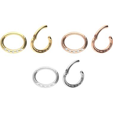 Piercinginspiration 18 Karat | 750Er Gold Ring Oval 5 Kristalle Piercing