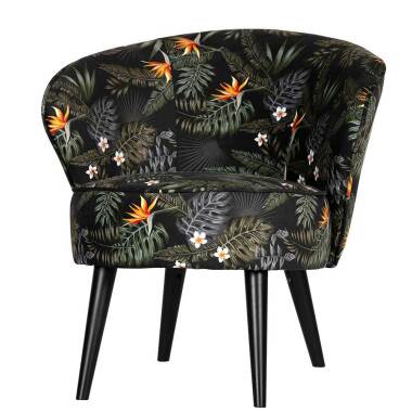 Retro-Sessel & Design Cocktailsessel mit Dschungelmotiven Samtbezug