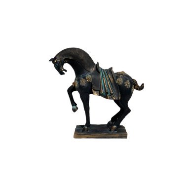 Schmuckstück Gehendes Pferd Statue 40cm Schwarz Skulptur Kreative Dekorative