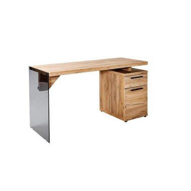 Schreibtisch , Eiche , Metall , 1 Schubladen , rechteckig , Wange , 74x55
