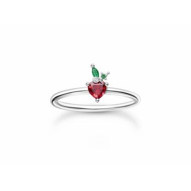 Thomas Sabo Ring TR2350-699-7-60 Erdbeere Sterling Silber + Glas