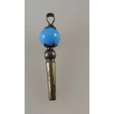 Blaue Glas Taschenuhr Schlüssel C1800