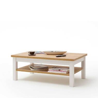Design Stiltisch & Wohnzimmer Tisch in Weiß und Eiche Optik Landhaus Design