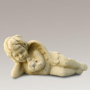 Engel Skulptur in Beige & Grabschmuck Grabfigur mit Engel Flavio / Sand