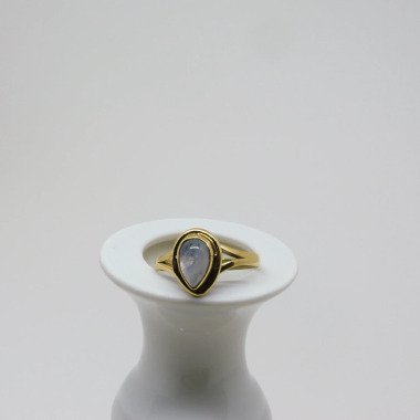 Labradorit-Ring mit Stein & Mondstein Ring Mit Tropfenförmigem Stein Aus