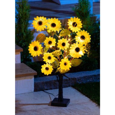Led Solar Baum mit Sonnenblumen 60 cm Gartenleuchte