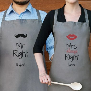 Mr&Mrs Right Set mit 2 Kochschürzen