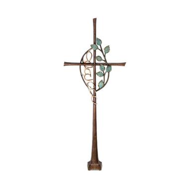 Rustikales Stand Bronzekreuz mit floralem Design Kreuz Lioba / Bronze Sonderpa