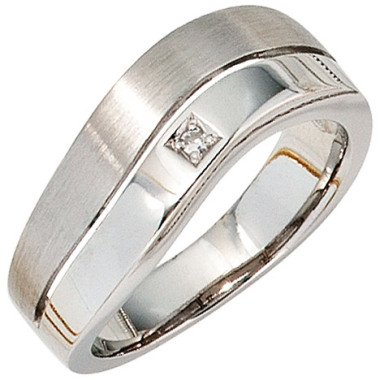 SIGO Damen Ring 585 Gold Weißgold 1 Diamant