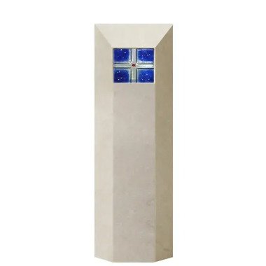 Urnengrabstein mit Glas aus Glas & Urnengrabmal modern mit blauem Glas