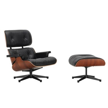 Vitra Lounge Chair & Ottoman neue Maße poliert/Seiten schwarz Gleiter
