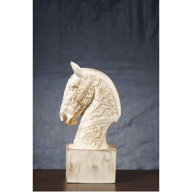Weiß Pferdebüste Statue 40cm Retro Speziell Büste Pferd Skulptur Kreative
