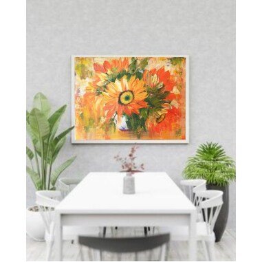 Wohnzimmer Wandregal Würfel & Bunte Kunst Wand Kunst Sonnenblumen in Vase