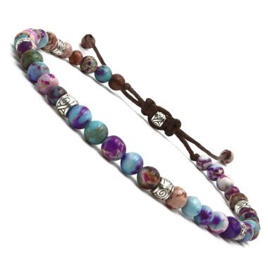 Benava Damen Yoga Armband Bunt Aus Jaspis Edelstein Perlen | Chakra Glücksarmband