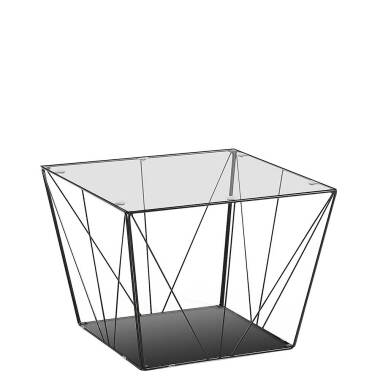 Design Glastelefontisch & Design Glastisch mit Draht-Gestell 60 cm breit