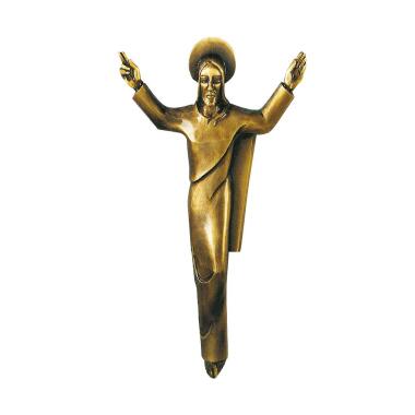 Edle Bronzefigur vom segnenden Christus mit Heiligenschein wetterbeständig C