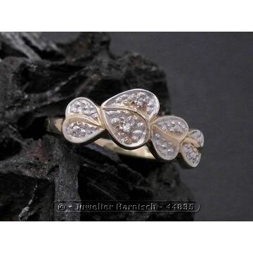 Gold Ring romantisch Gold 333 bicolor Diamant Goldring Gr. 5