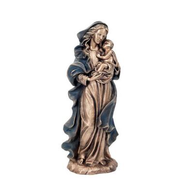 Grab Bronzefigur Maria mit Kind Maria die Beschützende / 45cm (Höhe)