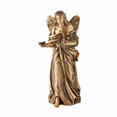 Grabfigur aus Bronze & Stehende Engel Bronze Figur mit Rosen Engel Rosa
