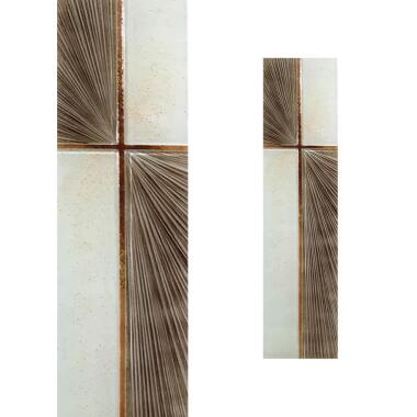 Grabstein Ornament mit Kreuz & Glasstele modernes Kreuz klarer Kontrast