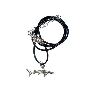 Hai Kette Halskette Miniblings Leder Fisch Tauchen Haifisch Weißer Lederkette