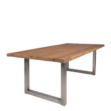 Küchen Tisch aus Teak Recyclingholz und Eisen