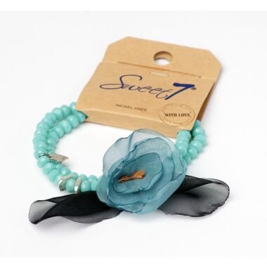Modeschmuck Armband von Sweet7 aus Perlen  Stoff in Türkis