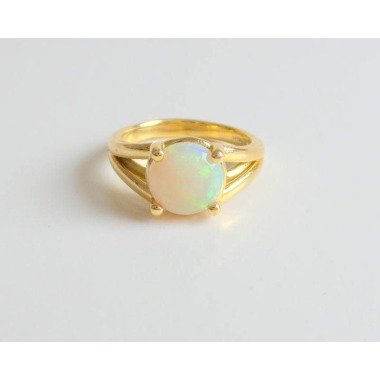 Opalring 18K Gelbgold/Opal Verlobungsring Gold Ring Solitaire 18 K Natürlichen