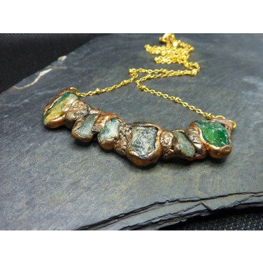 Roh Smaragd Halskette, Harz Und Edelstein Schmuck, Rohe Smaragd Rohstein