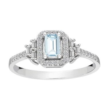 Sky Blue Topas Diamant Ring Weißgold 585