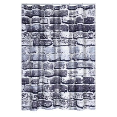 toom Duschvorhang 'Wall' Textil grau 180 x 200 cm