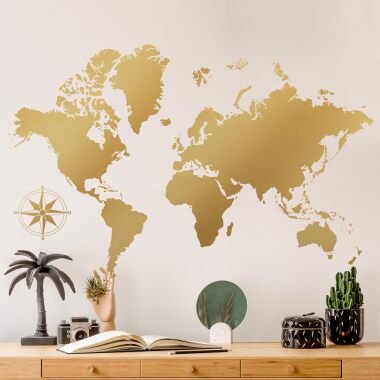 Wandtattoo Weltkarte Detaillierte Weltkarte