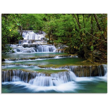 Artland Glasbild »Tiefen Wald Wasserfall«