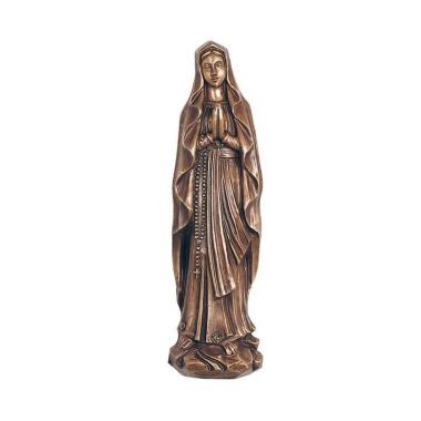 Bronze-Madonna als Standfigur mit Gebetskette Madonna Paola / Bronze Patina gr