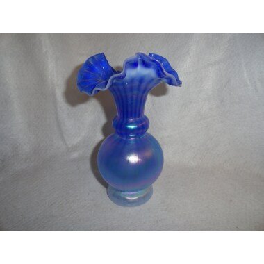 Fenton Blue Irisierende Rib Optic Vase