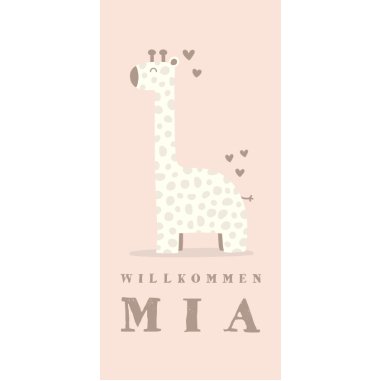 Glückwunschkarte zur Geburt Giraffe rosa Willkommen