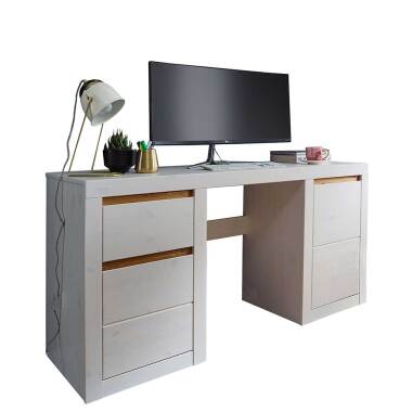 Kiefern-Holztisch & Schreibtisch aus Kiefer Massivholz Weiß
