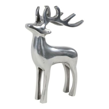 Kleine Hirsch Figur aus Aluminium silberfarben Dasher
