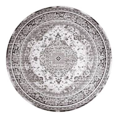 Vintage Teppich rund mit Ornament Muster 200 cm Durchmesser
