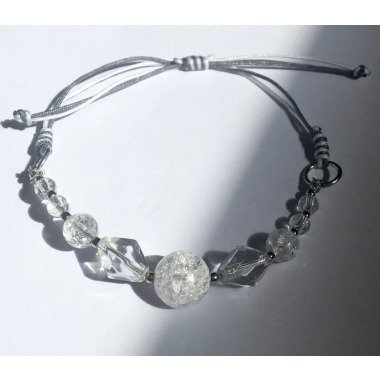 Armband aus Metall & Echtes Bergkristall-Armband, Silber 925 Rhodiniert