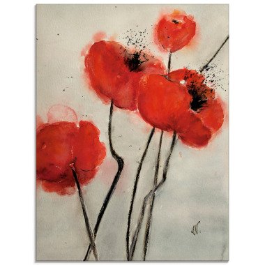 Artland Glasbild Roter Mohn, Blumen, (1 St.)