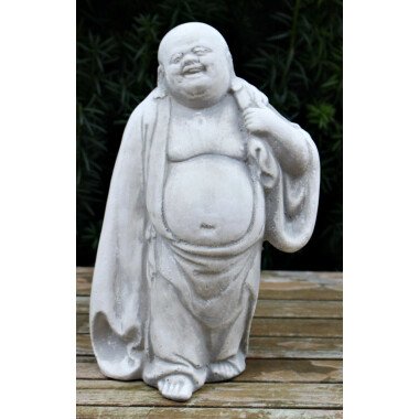 Beton Figur Lachender Buddha H 28 cm gehend