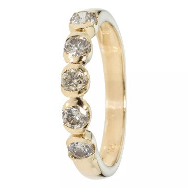 Brillant-Ring, Rivière-Design, Silber 925 vergold. 17 x Brillant