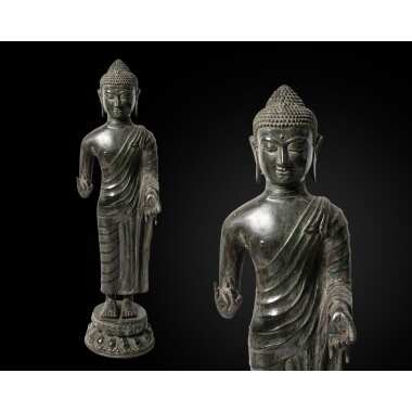 Buddha Figur 60 cm , Statue, Bronze, Holz