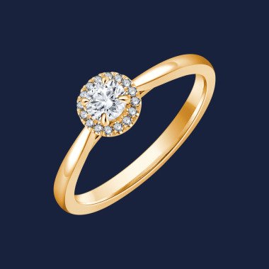 Cathedral Halo Pinched Round Ring 18k Gelbgold