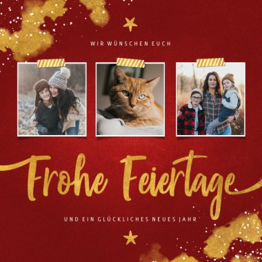 Elegante Weihnachtskarte mit drei Fotos