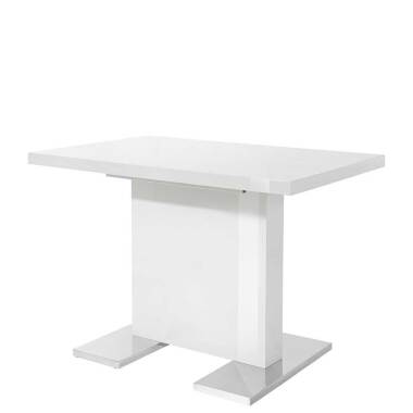 Esszimmer Tisch in Hochglanz Weiß Säulengestell