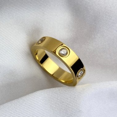 Goldener Edelstahl Ring, Kristall Steinen, Schmuck, Ring Gold Mit Dicker Arora