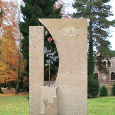 Grabstein für Einzelgrab aus Naturstein & Romantischer Grabstein Bronze