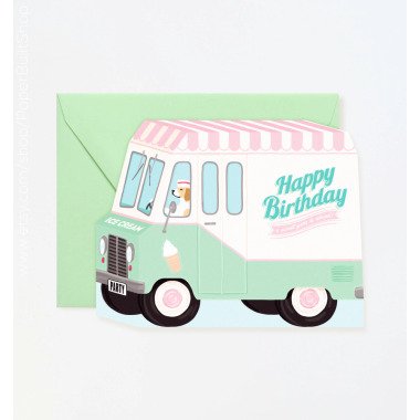 Ice Cream Truck Geburtstagskarte, Sweet Year